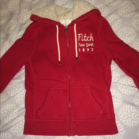 Red Abercrombie winter hoodie