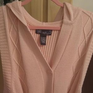 Hooded sweater pink cardigan