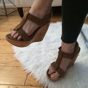Brown Wedge Heels With Braided Strap