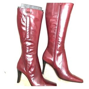 Dark red leather boots