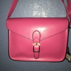 Bright Pink Vegan Saddlebag Purse NWT