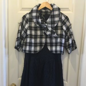 NWT 1/2 Sleeve Plaid Print Short Coat