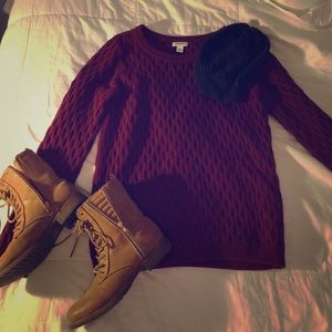 Burgundy crew neck