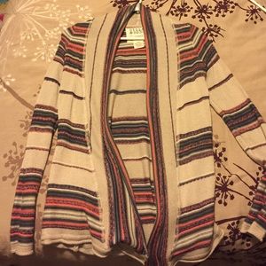 Tan Cardigan with pink and grey detail!