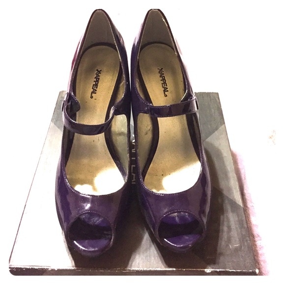 Purple peep-toe Mary Janes