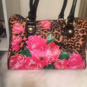Betsey Johnson cheetah floral handbag