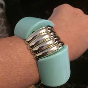 Gold and turquoise bangle style bracelet