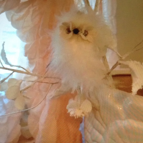 Handmade Other - White Fluffy Owl Ornament with Swarovski Eyes