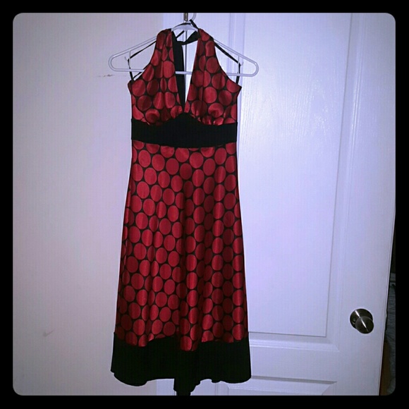 Polkadot halter cocktail dress
