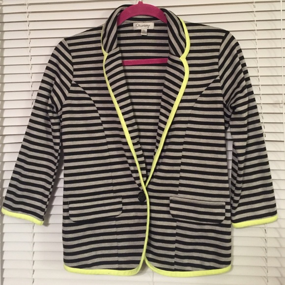 NWOT Striped Blazer with Neon