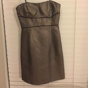 Max & Cleo Strapless gold cocktail dress