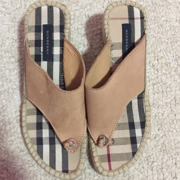 Burberry 2.5 inch wedge flip flops