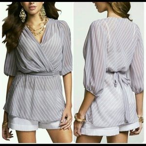 Express Sheer Cross Over Top