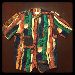 Vintage Multicolored Short-Sleeved Blouse