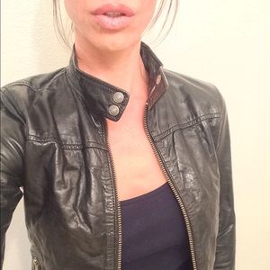 GAP black leather jacket. XS