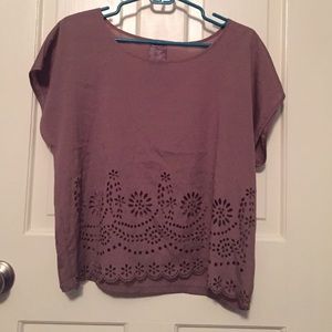 Mauve (purple) blouse with laser cut outs