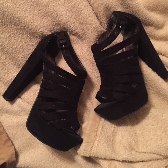 Black Strappy Suede heels