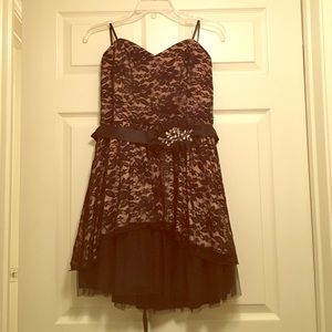 Tan and black cocktail/homecoming dress