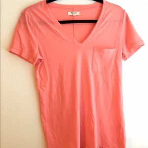 Madewell Coral V-neck Tshirt