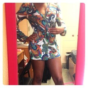 AKIRA Multicolored (Peacock) Romper