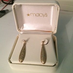 14 k Gold Macy's Long Teardrop Earrings