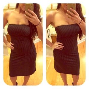 Knee Length Black Strapless Dress