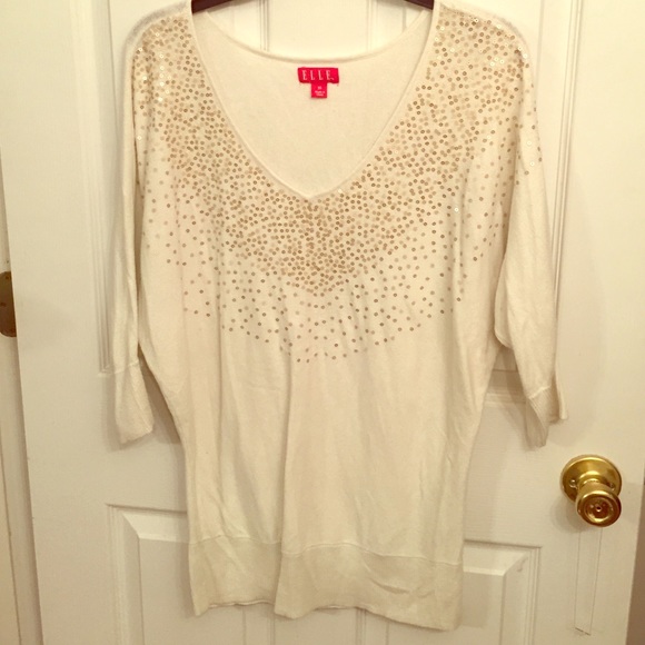White sequined tunic top