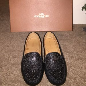 Coach blk leather  loafers size 8 worn once