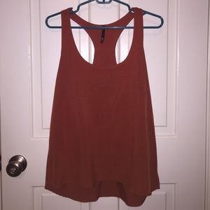 Burnt orange chiffon racer back tank top