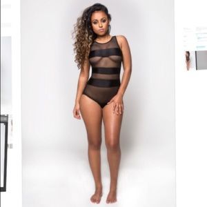 Mesh Bathing Suit w/ Stripes