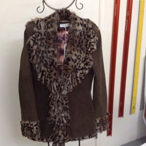 Paolo Santini Suede leather and rabbit fur coat