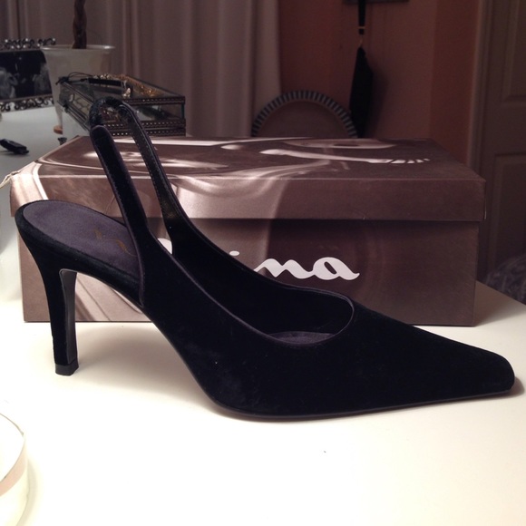 Nina Black Velvet Evening Slingback Heel