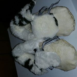 Hand made rabbit fur moccasins