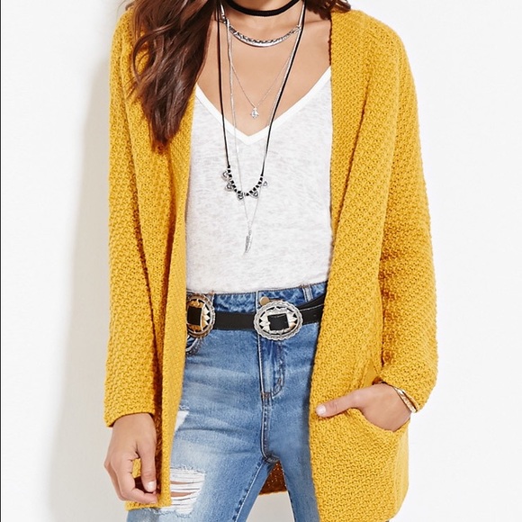 mustard longline cardigan
