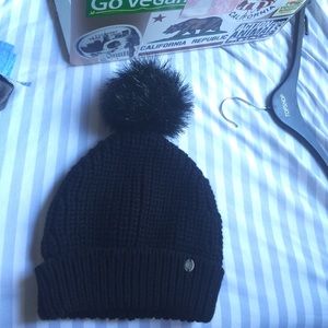 Black Knitted Beanie with Pompom!