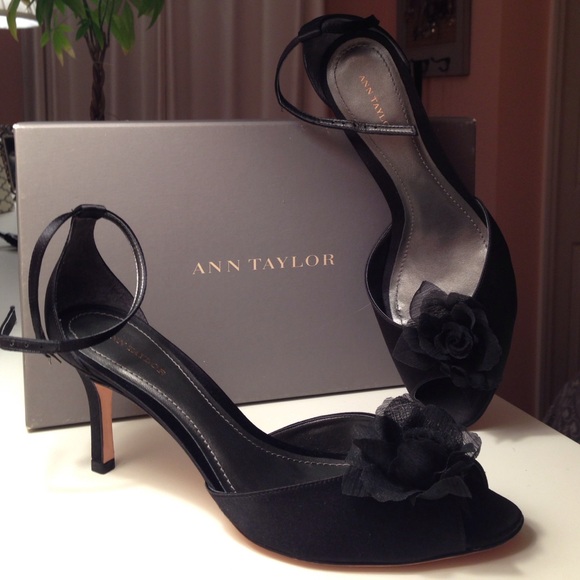 Ann Taylor Black Satin Occasion Heels