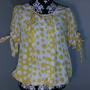 Polka dot  YEllow and White Polka Dot Top!