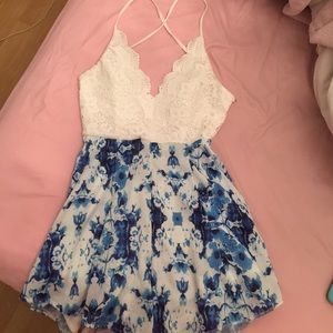 Criss Cross open back lace romper