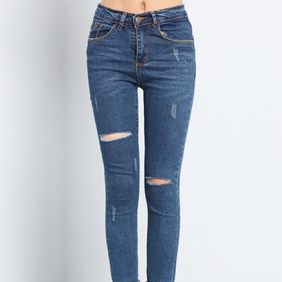 High waist ripped skinny jeans
