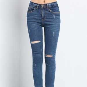 High waist ripped skinny jeans