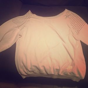 Pink scoop neck sweatshirt.