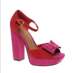 Asos pink and red bow platforms