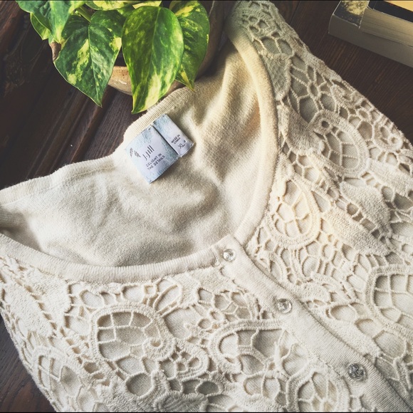J. Jill lace cardigan with crystal buttons