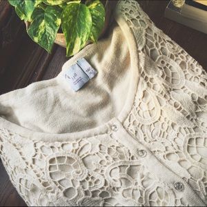J. Jill lace cardigan with crystal buttons
