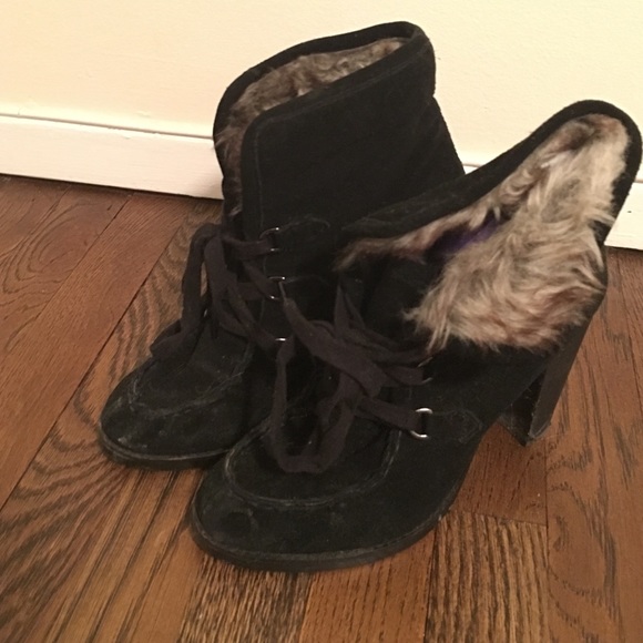Steve Madden fur heel boots