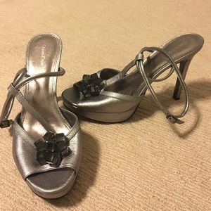 Calvin Klein silver/pewter platform heels