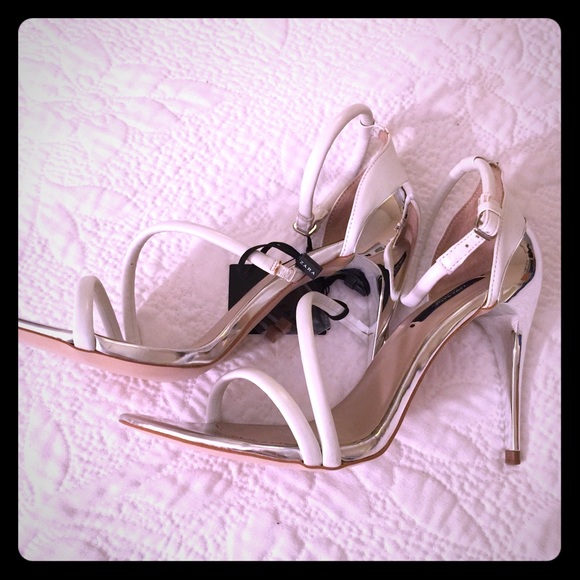 Zara white & silver heels