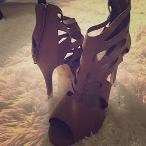 Nude caged heels