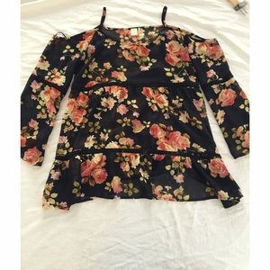 Paper Crane Off Shoulder Floral Print Tunic