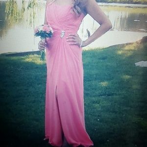 Long coral dress with slit